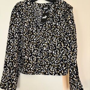 DKNY Long Sleeve Black and White Floral Dress